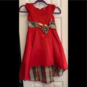 Red and plaid formal dress.